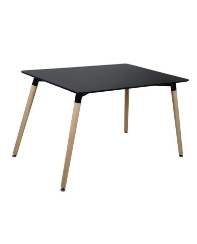 ΤΡΑΠΕΖΙ HM8697.02 MINIMAL, μαύρο MDF, ξύλινα πόδια οξιά, 160Χ90X74Υεκ.