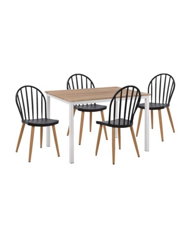 ΣΕΤ 5ΤΜΧ ΤΡΑΠΕΖΙ 110x70x76 cm SONAMA & ΚΑΡΕΚΛΕΣ ΠΟΛΥΠΡΟΠΥΛΕΝΙΟΥ ΜΑΥΡΕΣ ΜΕΤΑΛΛΙΚΑ ΠΟΔΙΑ HM11016