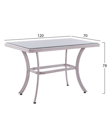 ΤΡΑΠΕΖΙ ΑΛΟΥΜΙΝΙΟΥ THATCHER BAMBOO LOOK ΜΕ ΛΕΥΚΟ ΓΥΑΛΙ 120X70X78Υ εκ.  HM5533.01