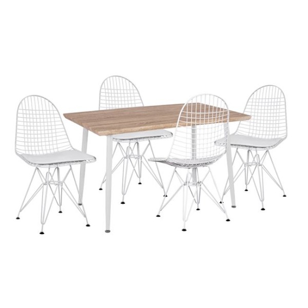 ΣΕΤ 5ΤΜΧ ΤΡΑΠΕΖΙ SONAMA & ΚΑΡΕΚΛΕΣ ΜΕΤΑΛΛΙΚΕΣ ΛΕΥΚΟ ΧΡΩΜΑ ΜΕ ΜΑΞΙΛΑΡΙ HM11026.01