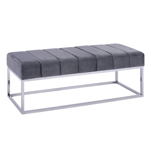 ΣΚΑΜΠΟ HM8693.01 ZAYA ΓΚΡΙ ΒΕΛΟΥΔΟ ΜΕ ΒΑΣΗ ΧΡΩΜΙΟΥ 113x41x40Υ εκ.