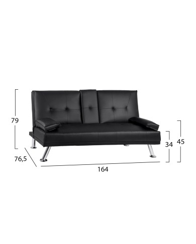 ΚΑΝΑΠΕΣ ΚΡΕΒΑΤΙ BENIN ΜΕ ΜΑΥΡΟ PU 165x76,5x79 εκ ΚΑΙ ΠΤΥΣΣΟΜΕΝΟ ΜΠΡΑΤΣΟ HM3157.01