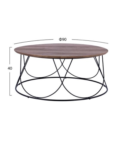 ΤΡΑΠΕΖΑΚΙ ΣΑΛΟΝΙΟΥ ZENA HM8690 MDF TOP ΜΕ ΜΕΤΑΛΛΙΚΟ ΜΑΥΡΟ ΣΚΕΛΕΤΟ Φ90Χ40Υ εκ.
