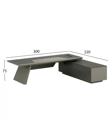 ΓΡΑΦΕΙΟ ΕΠΑΓΓΕΛΜΑΤΙΚΟ LUX SERIES 300X220X75Υεκ. ΔΕΞΙΑ ΓΩΝΙΑ ΣΤΑΧΤΙ ΜΟΚΑ HM2114R