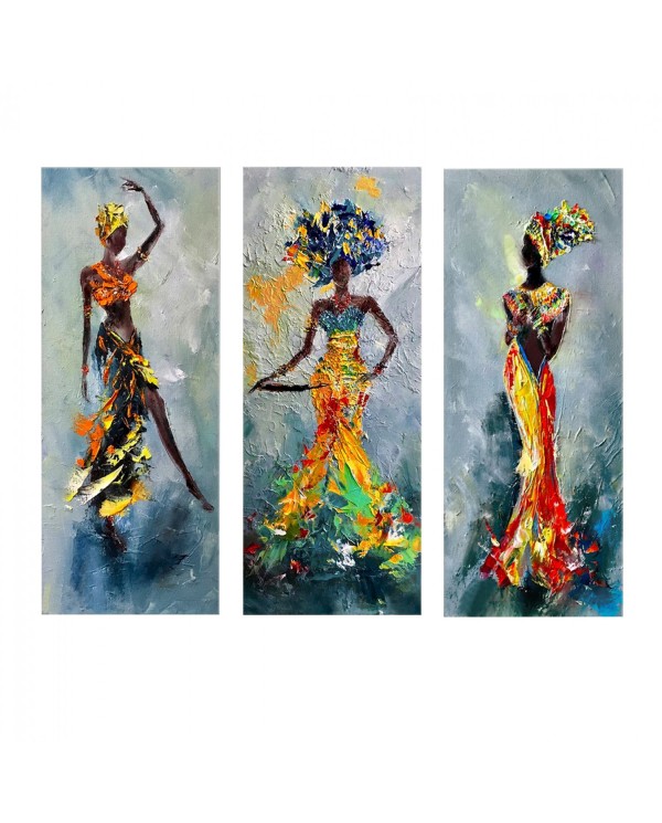 ΠΙΝΑΚΑΣ ΤΡΙΠΤΥΧΟ MDF AFRICAN GIRL IN COLORFUL DRESS HM7204.02 60X0,3X50 εκ.