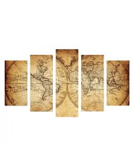 ΠΕΝΤΑΠΤΥΧΟΣ ΠΙΝΑΚΑΣ MDF VINTAGE WORLD MAP HM7206.06 100X60x0,3 εκ.