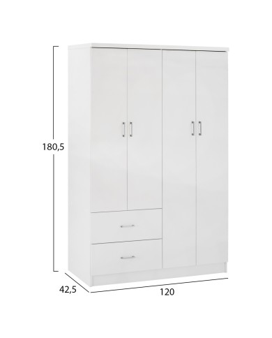 ΝΤΟΥΛΑΠΑ 4ΦΥΛΛΗ ME 2 ΣΥΡΤΑΡΙΑ BLAKELY HM339.05 ΛΕΥΚΗ 120Χ42,5Χ180,5 εκ.