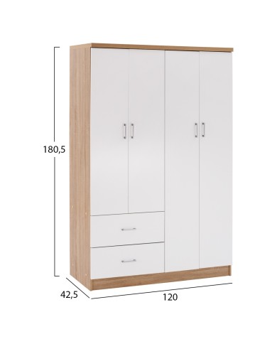ΝΤΟΥΛΑΠΑ 4ΦΥΛΛΗ ME 2 ΣΥΡΤΑΡΙΑ BLAKELY HM339.06 SONAMA ΛΕΥΚΗ 120Χ42,5Χ180,5 εκ.