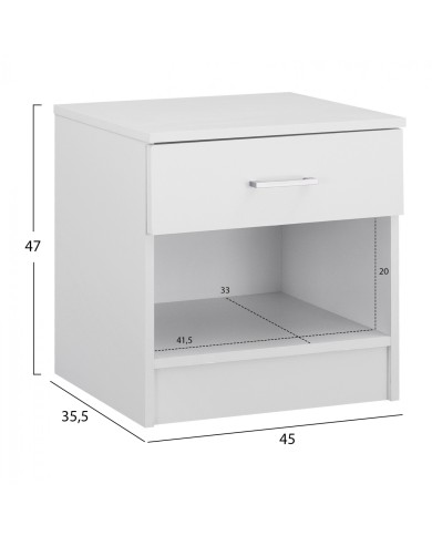 ΚΟΜΟΔΙΝΟ ΜΕ 1 ΣΥΡΤΑΡΙ LANEY ΛΕΥΚΟ HM2345.05 45x35,5x47 εκ.