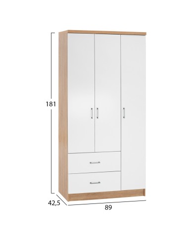 ΝΤΟΥΛΑΠΑ 3ΦΥΛΛΗ ME 2 ΣΥΡΤΑΡΙΑ CAESAR HM340.06 SONAMA - ΛΕΥΚO 89x42,5x181 εκ.