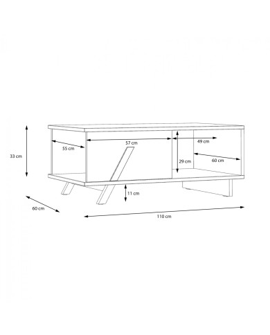 ΤΡΑΠΕΖΙ ΣΑΛΟΝΙΟΥ OTTO HM8815 ΣΤΑΧΤΙ ΜΑΥΡΟ 110x60x33 εκ.