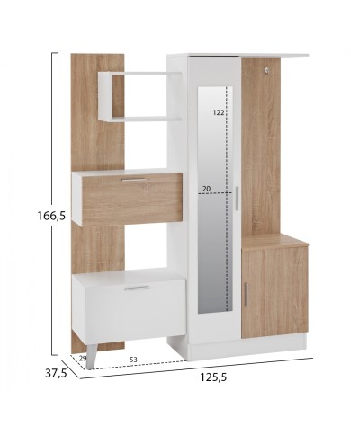 ΕΠΙΠΛΟ ΕΙΣΟΔΟΥ ΜΕ ΡΑΦΙΑ & ΚΑΘΡΕΠΤΗ ILIANA HM2265 ΛΕΥΚΟ-SONAMA 125,5x37,5x166,5 εκ.