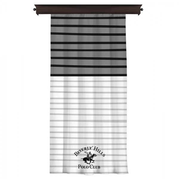 ΚΟΥΡΤΙΝΑ ΜΕ ΤΡΕΣΑ BEVERLY HILLS POLO CLUB HM12001 ΜΑΥΡΟ ΛΕΥΚΟ ΓΚΡΙ 140x260 εκ. 176BHP8804