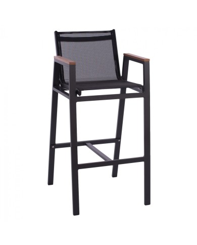 ΣΚΑΜΠΟ ΜΠΑΡ ΑΛΟΥΜΙΝΙΟΥ ΑΝΘΡΑΚΙ ΜΕ POLYWOOD 52 x 58 x 108 εκ. HM5790.02