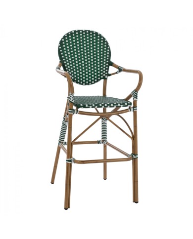 ΣΚΑΜΠΟ ΑΛΟΥΜΙΝΙΟΥ BAMBOO LOOK ΜΕ WICKER ΠΡΑΣΙΝΟ ΛΕΥΚΟ HM5794.01 56x60x126 εκ.