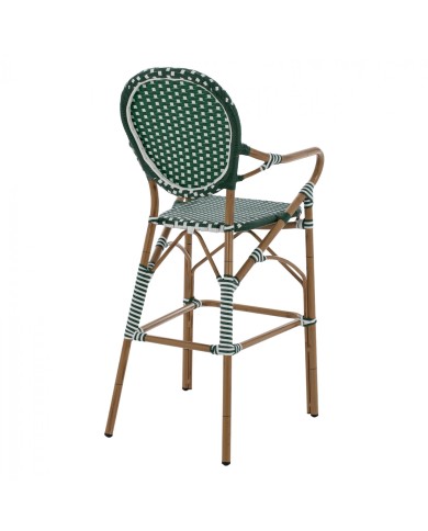 ΣΚΑΜΠΟ ΑΛΟΥΜΙΝΙΟΥ BAMBOO LOOK ΜΕ WICKER ΠΡΑΣΙΝΟ ΛΕΥΚΟ HM5794.01 56x60x126 εκ.
