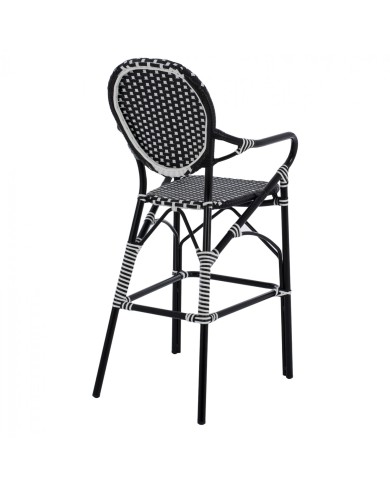 ΣΚΑΜΠΟ ΑΛΟΥΜΙΝΙΟΥ BAMBOO LOOK ΜΕ WICKER ΜΑΥΡΟ ΛΕΥΚΟ HM5794.02 56x60x126 εκ.
