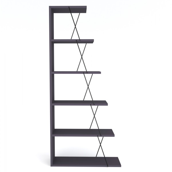 ΒΙΒΛΙΟΘΗΚΗ ΜΕΛΑΜΙΝΗΣ TARS ΜΑΥΡΗ - ΑΝΘΡΑΚΙ HM2241.10 65x20x144Υ εκ.