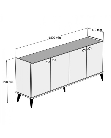 ΜΠΟΥΦΕΣ ΜΕΛΑΜΙΝΗΣ HM9045.01 NATURAL WOOD - ΜΑΥΡΟ ΜΑΡΜΑΡΟ 180x41x77,8Y εκ.