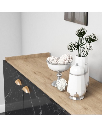 ΜΠΟΥΦΕΣ ΜΕΛΑΜΙΝΗΣ HM9045.01 NATURAL WOOD - ΜΑΥΡΟ ΜΑΡΜΑΡΟ 180x41x77,8Y εκ.