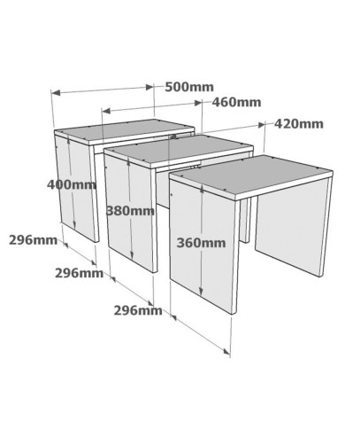 ΖΙΓΚΟΝ ΣΕΤ 3ΤΜΧ HM9067.01 ΑΝΘΡΑΚΙ ΛΕΥΚΟ NATURAL WOOD 50x29,6x40Y εκ.