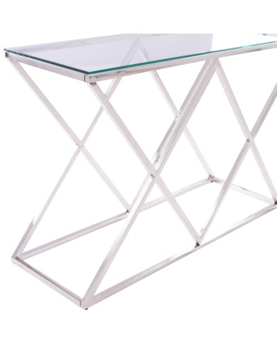 ΚΟΝΣΟΛΑ HOLLAND HM8622.01 ΜΕ ΓΥΑΛΙ ΚΑΙ ΒΑΣΗ ΧΡΩΜΙΟΥ 120X40Χ78 EK.