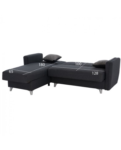 ΚΑΝΑΠΕΣ ΚΡΕΒΑΤΙ ΓΩΝΙΑ GILDA HM3177.01 ΜΕ ΑΠΟΘΗΚΕΥΤΙΚΟ ΧΩΡΟ ΓΚΡΙ ΜΠΛΕ 232x152x82