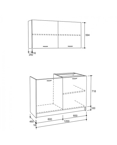 ΣΥΝΘΕΣΗ ΚΟΥΖΙΝΑΣ BLAINE ΜΕΛΑΜΙΝΗ SONAMA-ΛΕΥΚΟ HM2439 120x46-29,2εκ.