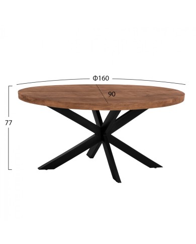 ΤΡΑΠΕΖΙ HM8482.11 OVAL 6εκ.ΠΑΧΟΣ ΜΑΣΙΦ ΞΥΛΟ MANGO 160x90x77Υ εκ.