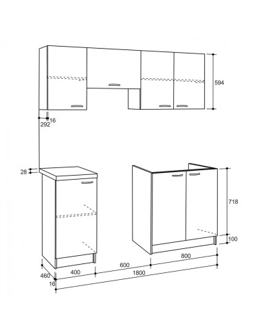 ΣΥΝΘΕΣΗ ΚΟΥΖΙΝΑΣ MAURICE ΜΕΛΑΜΙΝΗ SONAMA-ΛΕΥΚΟ HM2441 180x29,2-46