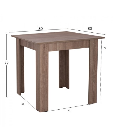 ΤΡΑΠΕΖΙ ΚΟΥΖΙΝΑΣ KELVIN HM2427.05, SONOMA OAK TRUFFLE, 80x80x77εκ.