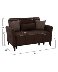 ΚΑΝΑΠΕΣ 2ΘΕΣΙΟΣ GALILEO HM3189.02 ΚΑΦΕ 150x95.5x88 εκ.