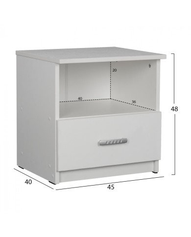 ΚΟΜΟΔΙΝΟ ADLER ΜΕΛΑΜΙΝΗΣ ΛΕΥΚΟ HM2431.03 45x40x48 εκ.