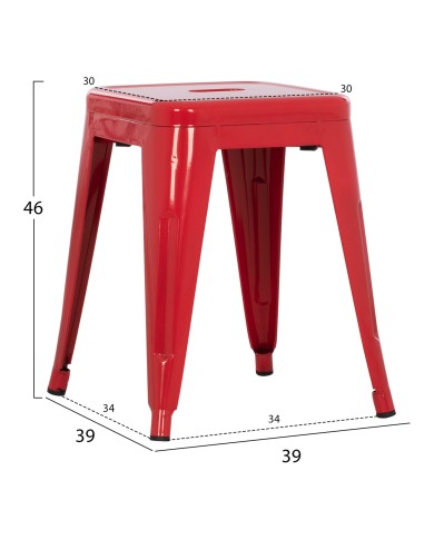 ΣΚΑΜΠΩ ΜΕΤΑΛΛΙΚΟ HM0096.14 MELITA ΣΕ ΚΟΚΚΙΝΟ 39x39x46 εκ.