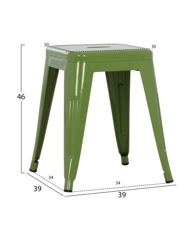 ΣΚΑΜΠΩ ΜΕΤΑΛΛΙΚΟ HM0096.23 MELITA ΣΕ LIGHT OLIVE GREEN 39x39x46 εκ.