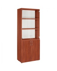 ΒΙΒΛΙΟΘΗΚΗ ΓΡΑΦΕΙΟΥ DEVON ME ΓΥΑΛΙΝΕΣ ΠΟΡΤΕΣ APPLE WOOD HM2458.04 70x37x182 εκ.