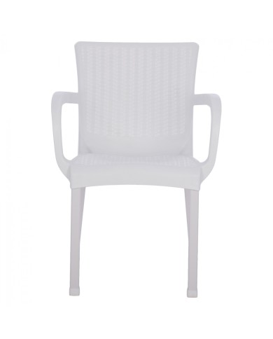 ΠΟΛΥΘΡΟΝΑ ΠΟΛΥΠΡΟΠΥΛΕΝΙΟΥ RATTAN ΠΟΔΙ ALU HM5591.01 ΧΡΩΜΑ ΛΕΥΚΟ 60x60x82 cm