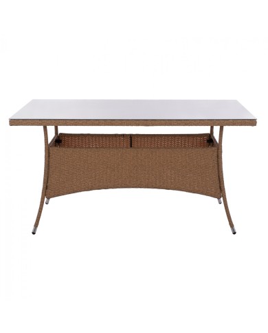 ΤΡΑΠΕΖΙ ΜΕΤΑΛΛΙΚΟ MINSK RATTAN ΜΠΕΖ ΚΑΦΕ HM5507.02 150x90x75 εκ.