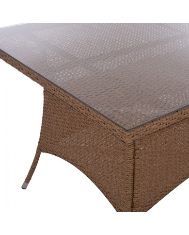ΤΡΑΠΕΖΙ ΜΕΤΑΛΛΙΚΟ MINSK RATTAN ΜΠΕΖ ΚΑΦΕ HM5507.02 150x90x75 εκ.