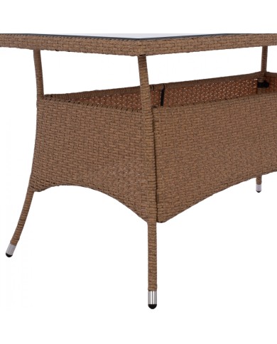 ΤΡΑΠΕΖΙ ΜΕΤΑΛΛΙΚΟ MINSK RATTAN ΜΠΕΖ ΚΑΦΕ HM5507.02 150x90x75 εκ.