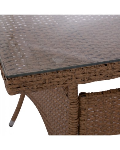ΤΡΑΠΕΖΙ ΜΕΤΑΛΛΙΚΟ MINSK RATTAN ΜΠΕΖ ΚΑΦΕ HM5507.02 150x90x75 εκ.