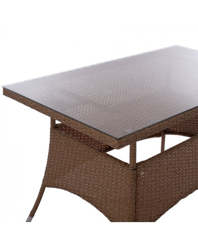 ΤΡΑΠΕΖΙ ΜΕΤΑΛΛΙΚΟ MILITARY RATTAN ΜΠΕΖ ΚΑΦΕ HM5141.32 120x70x75Υ εκ.