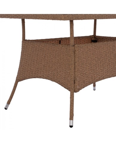 ΤΡΑΠΕΖΙ ΜΕΤΑΛΛΙΚΟ MILITARY RATTAN ΜΠΕΖ ΚΑΦΕ HM5141.32 120x70x75Υ εκ.