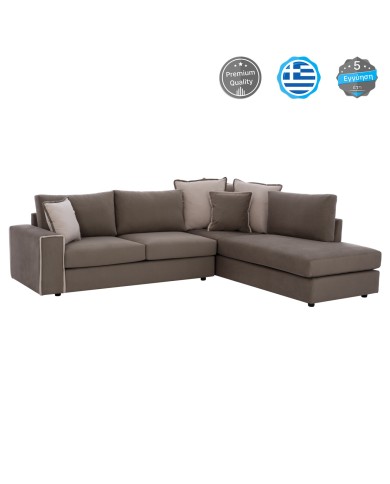 ΚΑΝΑΠΕΣ ΔΕΞΙΑ ΓΩΝΙΑ HOME ΥΦΑΣΜΑ ΑΛΕΚΙΑΣΤΟ ΚΑΦΕ ΜΠΕΖ 270x225x90Yεκ.HM3255.03R