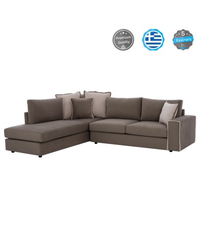 ΚΑΝΑΠΕΣ ΑΡΙΣΤΕΡΗ ΓΩΝΙΑ HOME ΥΦΑΣΜΑ ΑΛΕΚΙΑΣΤΟ ΚΑΦΕ ΜΠΕΖ 270x225x90Υεκ.HM3255.03L