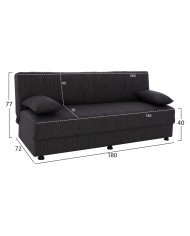 ΚΑΝΑΠΕΣ ΚΡΕΒΑΤΙ ΤΡΙΘΕΣΙΟΣ ΓΚΡΙ HM3239.03 180x72x77 εκ.