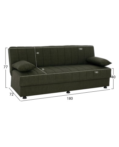 ΚΑΝΑΠΕΣ ΚΡΕΒΑΤΙ ANDRI ΤΡΙΘΕΣΙΟΣ DARK OLIVE HM3239.05 180x72x77 εκ.
