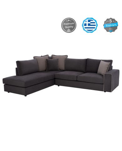 ΚΑΝΑΠΕΣ ΑΡΙΣΤΕΡΗ ΓΩΝΙΑ HOME ΥΦΑΣΜΑ ΑΛΕΚΙΑΣΤΟ ΓΚΡΙ 270x225x90Υεκ. HM3255.01L