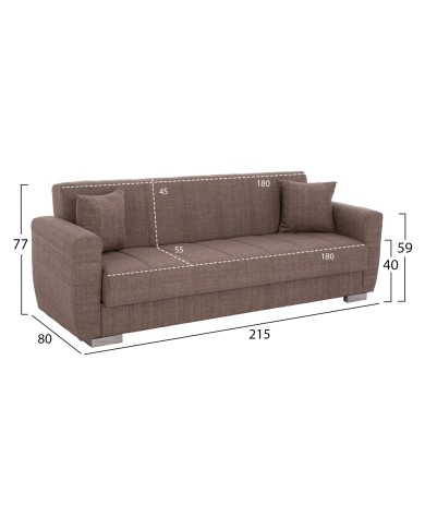 ΚΑΝΑΠΕΣ ΚΡΕΒΑΤΙ POLYA ΤΡΙΘΕΣΙΟΣ ΚΑΦΕ HM3240.02 215x80x77 εκ.