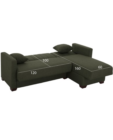 ΚΑΝΑΠΕΣ ΚΡΕΒΑΤΙ GHUFRAN ΓΩΝΙΑ ΑΝΑΣΤΡΕΨΙΜΗ DARK OLIVE HM3244.05 200x133x77Yεκ.